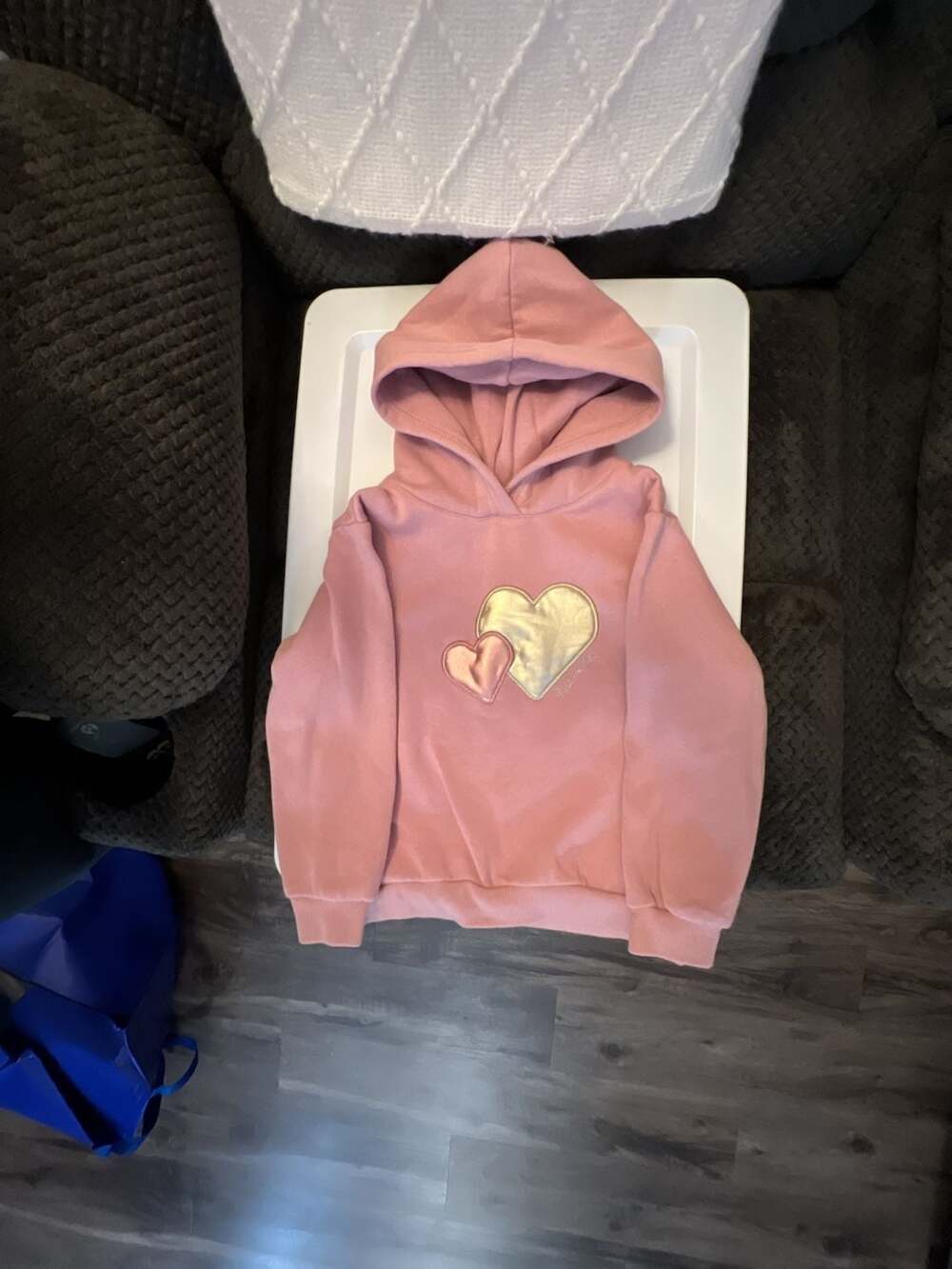 H&M Kids Pink Heart Hoodie Pullover Sweatshirt